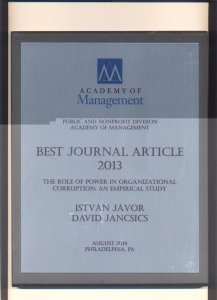 amerikai díj korrupció-kutatásért